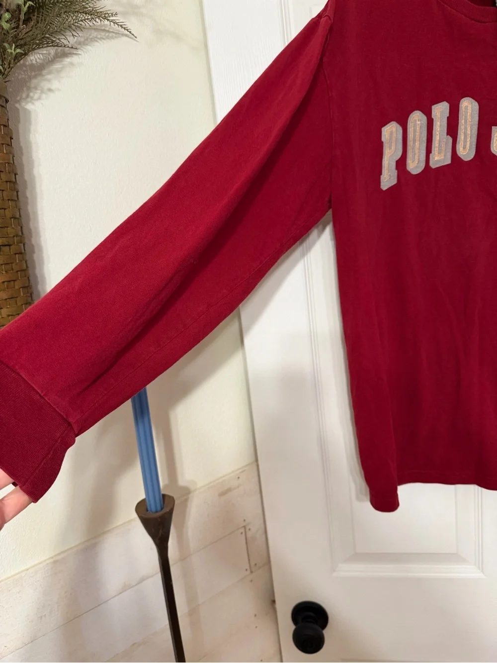 Vintage Y2K Polo Jeans Red Long Sleeve Graphic Tee